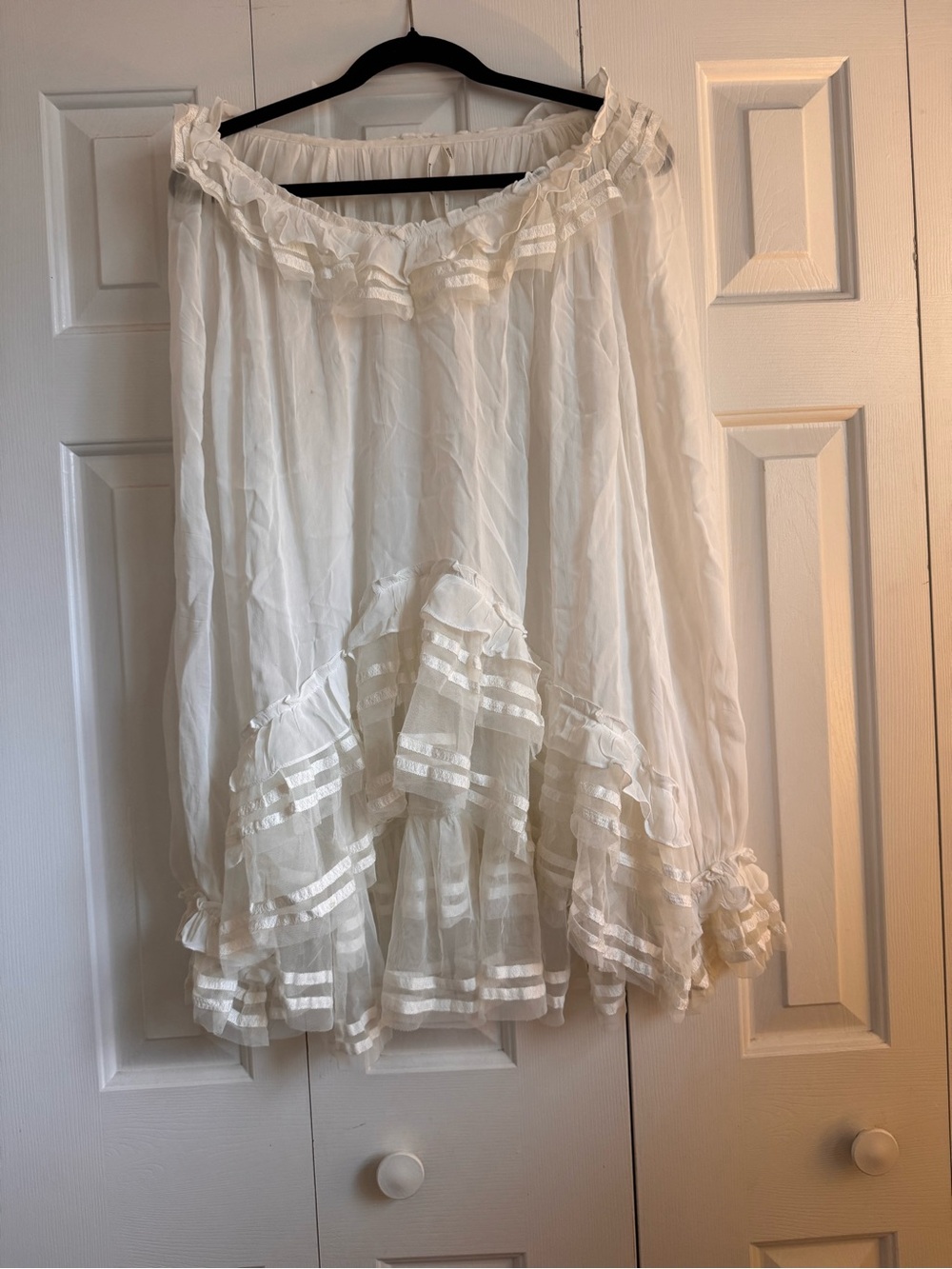 By Anthropologie sheer ruffle ribbon blouse- L
